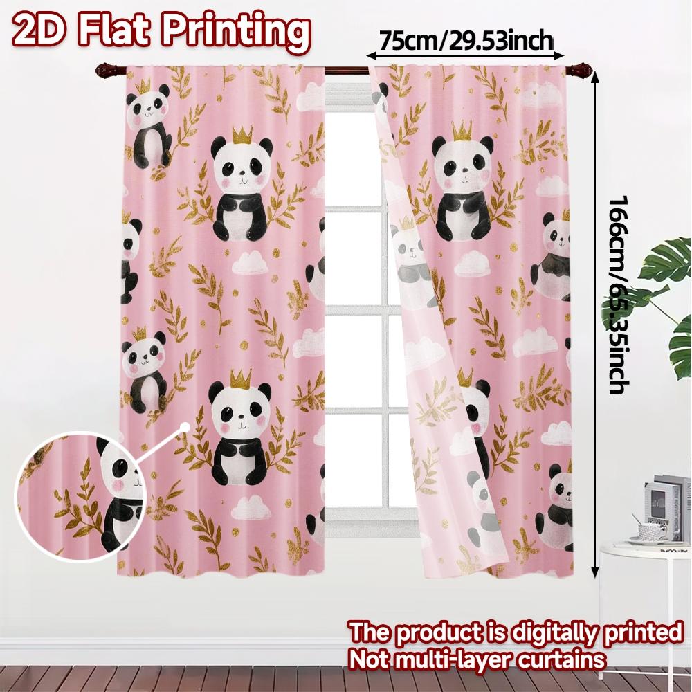 Шторы для плоской печати без карниза Panda Dreams Шикарный принт Универсальные тканевые украшения Внутренние Комплект из 2 штук Сделано из полиэстера