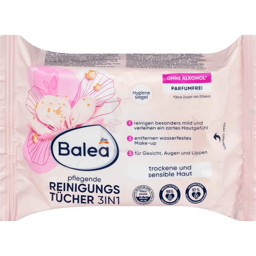 Германия DM Balea Очищающие салфетки Уход 3в1 25шт