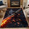 Fiery Dragon Katana Design Patterned carpet, non slip mat suitable for living room and bedroom sofas