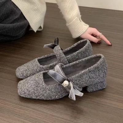 Внутреннее увеличение высоты 2025 французские маленькие ароматные туфли Мэри Джейн женские туфли черные туфли для работы балетки вечерние туфли