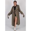 Women's Beige Belted Seasonal Trench Coat