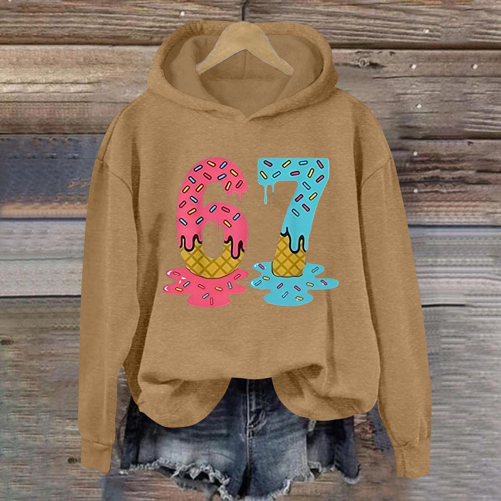 Women's Fashionable Casual Long-Sleeved Printed Hooded Sweatshirt