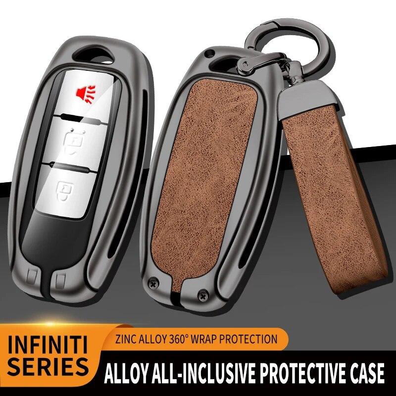 Leather Metal Key Case Cover Shell for Infiniti Q50 Q60 Q70 QX50 QX60 QX70 G25 EX FX JX35 FX25 FX35 EX35 FX37 JX35 Auto Parts