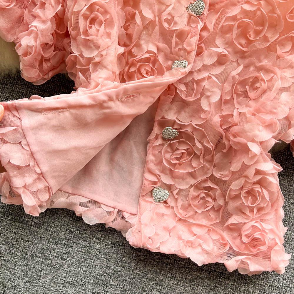 RUGOD Короткая темпераментная рубашка Niche Design Sense Mesh Flower, женская новая летняя тонкая однобортная универсальная рубашка