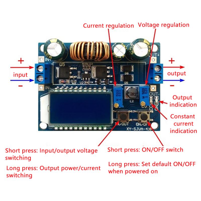 Понижающий преобразователь постоянного тока 5,5-30 В до 0,5-30 В 35 Вт, регулируемый повышающий/понижающий стабилизатор напряжения, модуль питания с ЖК-дисплеем