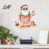 Festive Home Decor Christmas Picnic Santa Claus Wall Sticker Waterproof PVC Plaid Decal Mural Decals with Cake Design Removable Art for Holiday