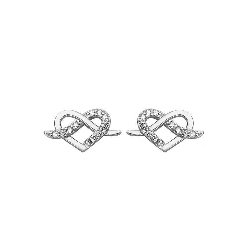 New trendy micro-inlaid design love stud earrings women's niche simple versatile earrings fashion daily trendy earrings wholesale