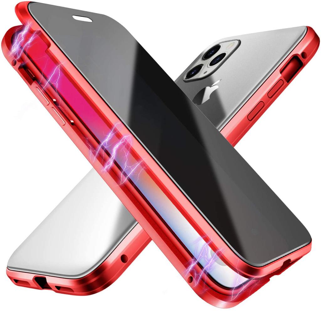 Anti Peep Magnetic Adsorption Double Sided Glass Privacy Screen Protector Metal Bumper Anti Spy Phone Case for iPhone