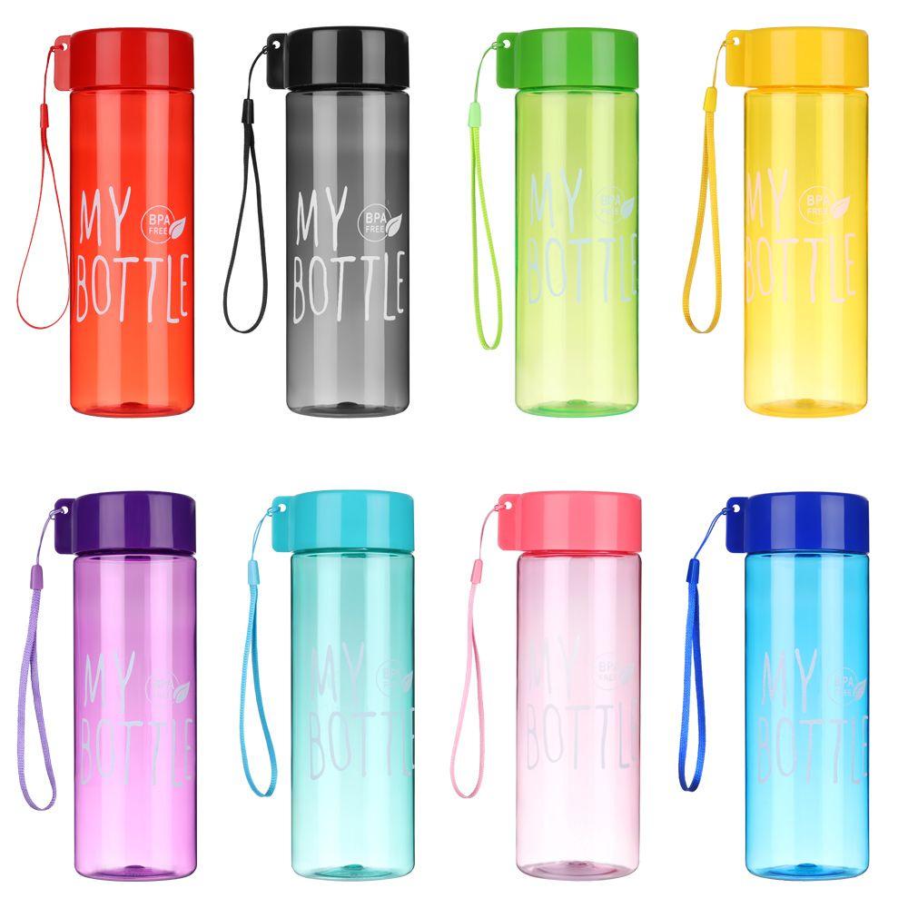 500ML Outdoor Portable Plastic Sports Water Bottle Transparent Coffee Juice Cup Drinking Cup