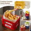 Легко моющаяся миска для чипсов из кафе, многоразовая корзина для хранения, креативная керамическая корзина для закусок, дом