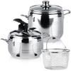 Orion Stainless Steel Pressure Cooker Set with 3.5L and 5L Pots, Lids, and Basket (22 Cm)