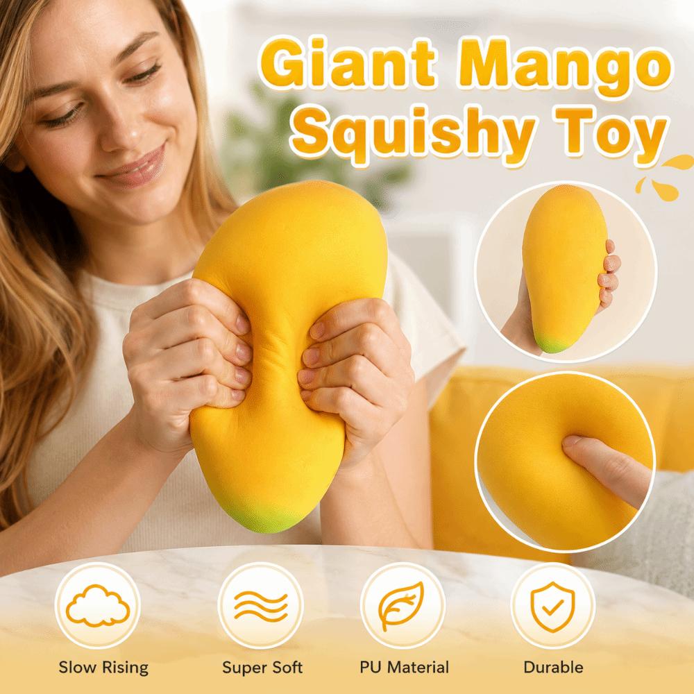 16cm Giant Mango Squishy Toy Super Soft Mango Squeeze Toy Realistic Fruits Pinch Office Desk Toy