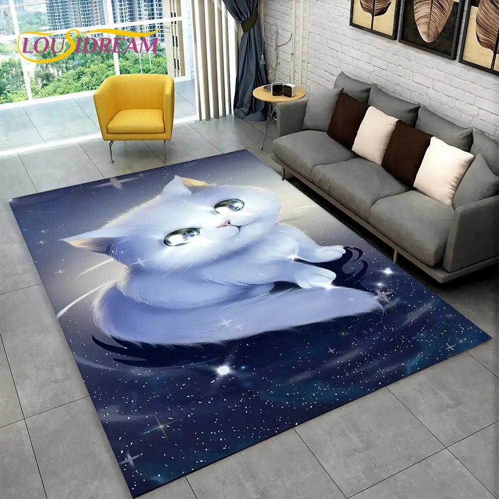 Большой коврик с 3D рисунком милого кота, ковер для гостиной, спальни, дивана, коврик для кухни, украшение для кухни, детский нескользящий напольный коврик