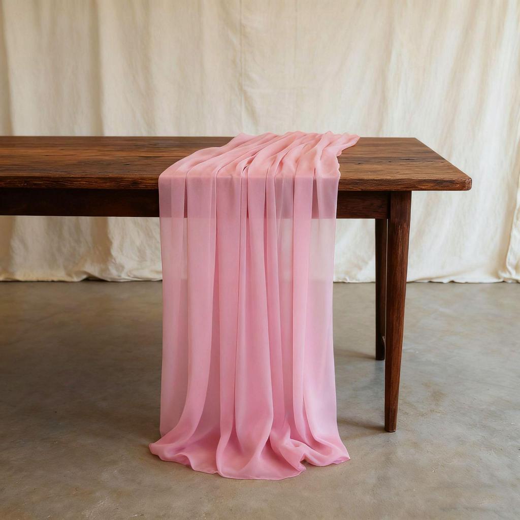 Nordic Wedding Voile Table Runner: Solid Chiffon Crepe Decoration for Dining and Parties