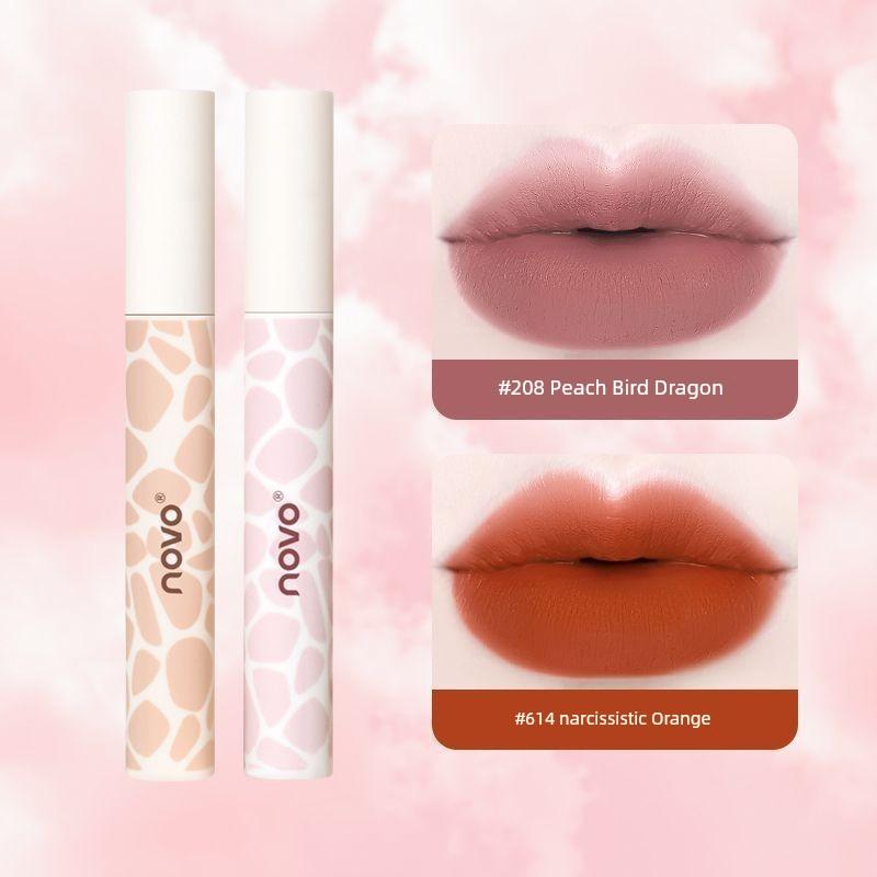 Novo Nude Color Series Lip Lacquer Fall and Winter Lipstick Female Matte Finish Velvet Low Saturation Lip Gloss Mud Plain Makeup White