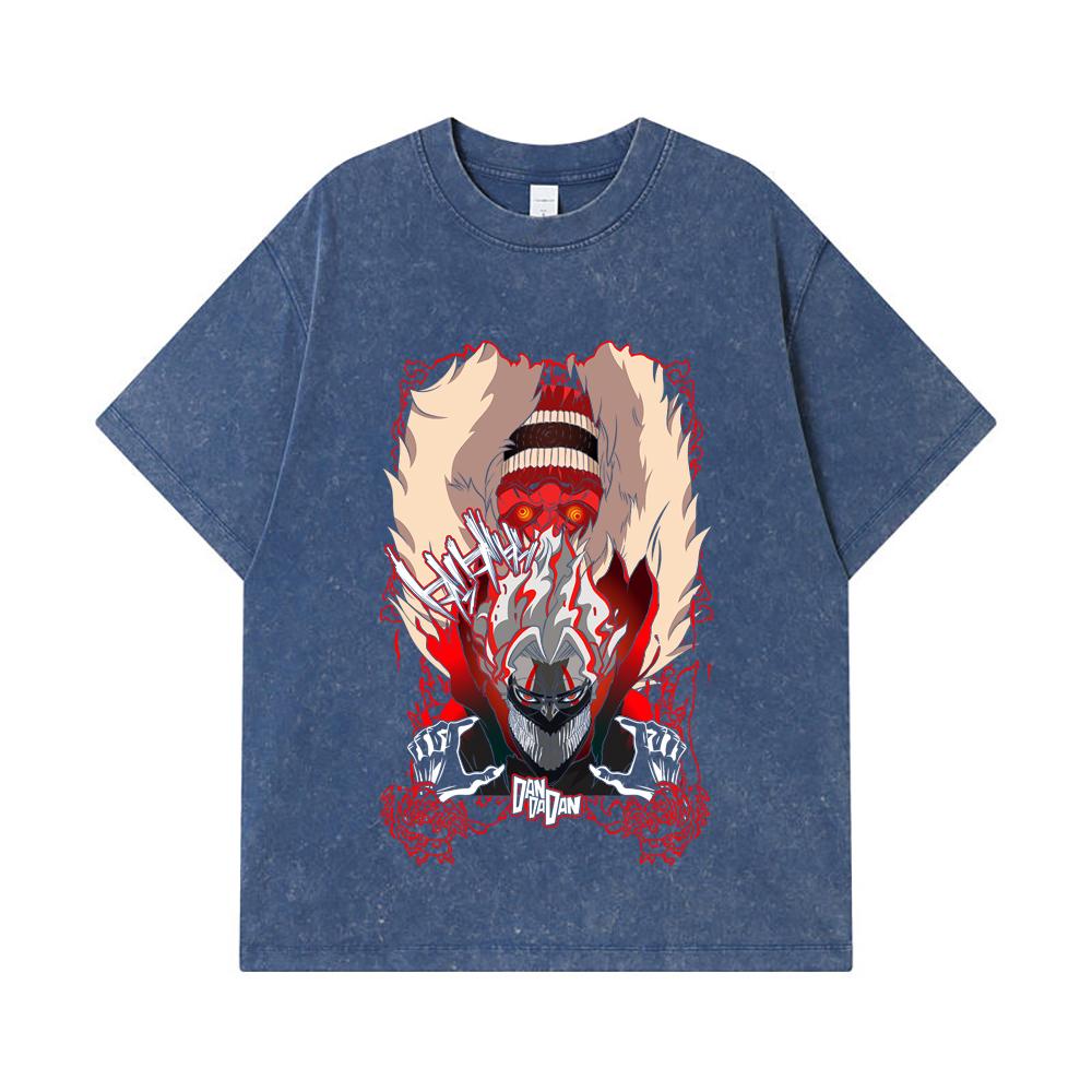 275 GSM Washed T-shirts 100% Cotton Dandadan V34 Okarun Turbo Print Unisex Heavy Cotton T Shirt