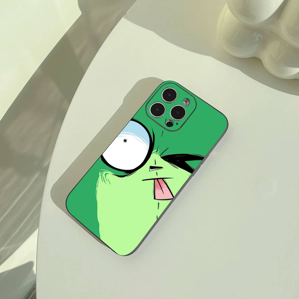 Мультяшный чехол для телефона Invader Zim Gir для iPhone 17,16,15,14,13,12,11 Pro Max,16/15/14Plus,XS Мягкий Черный Чехол