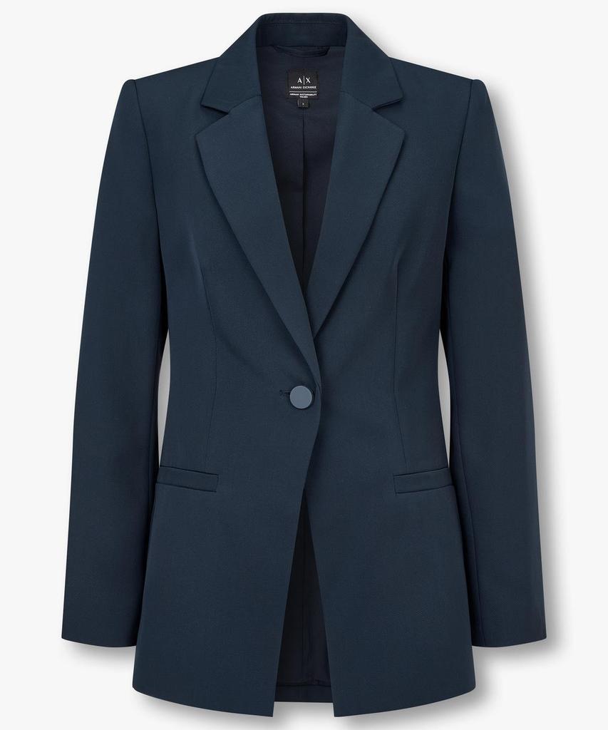 Armani Exchange Women'S Notched Lapel Poly Single Jacket _Navy_A425110510