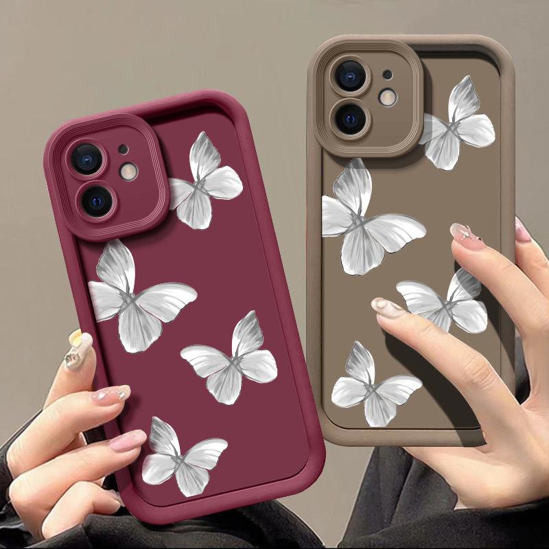 Матовый чехол для телефона Butterfly для iPhone 16 15 14 13 Pro Max 12 Pro 11 XS XR 8 7, противоударный мягкий силиконовый чехол TPU