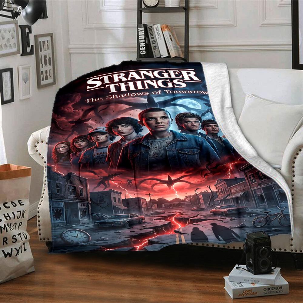 1pc Stranger Things Shadows Tomorrow Flannel Blanket,Ultra Soft Warm Plush Throw for Home Bedroom Bed Sofa Cover Camping Picnic gift Y72432