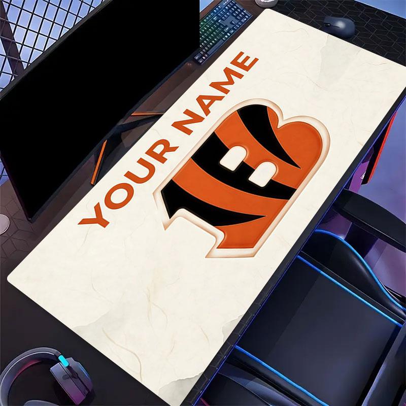 Custom Name,Cincinnati Bengals Mouse Pad, Large Gaming Desk Mat, Non-slip XXL Mousepad for Laptop & Tablet, Mini PC Playmat with Stitched Edges