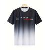 Vibrant Gradient Color Paris Graphic Print T-Shirt - Short Sleeve Crew Neck Tee Casual Breathable Comfortable Summer Outdoor Mens Clothing