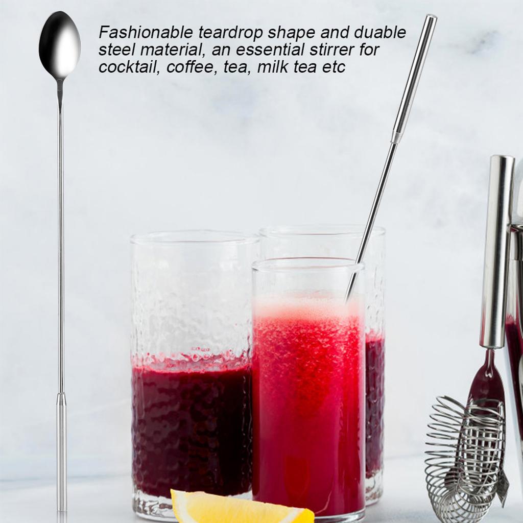 1Pc Stainless Steel Teardrop Bar Spoon Long Hanlde Drink Mixing Cocktail Stirrer Spoons