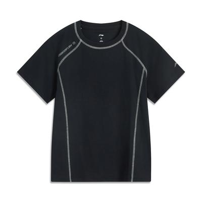 Li Ning CF Серия для улицы Однотонная Прохладная Удобная Приятная к коже Антибактериальная Футболка с коротким рукавом Женские футболки Черный ATSV196-3