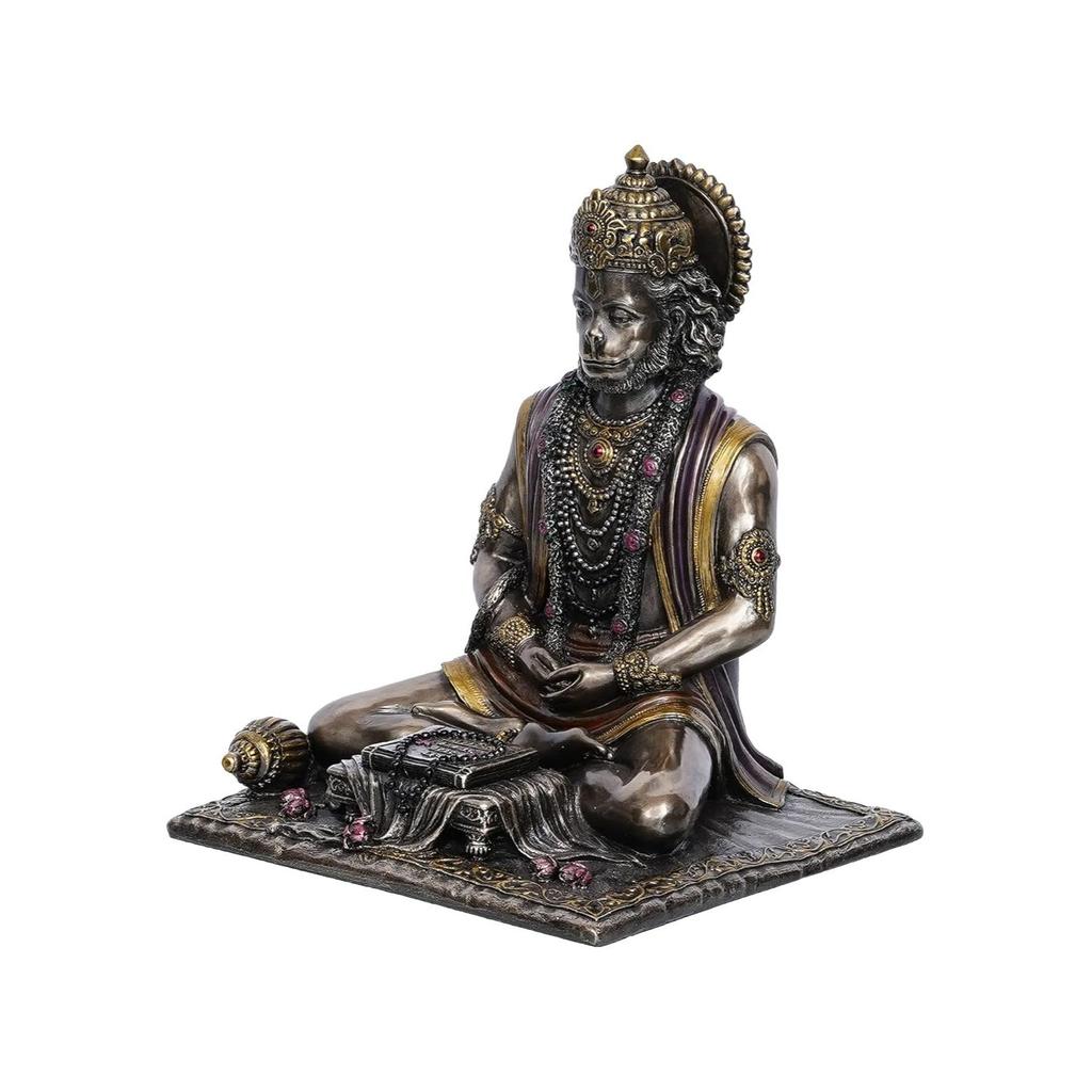 Handcrafted Polyresin Bronze Finish Meditating Lord Hanuman Statue God Idol Perfect Hanuman Jayanti Gift for Home Decor and Spiritual Spaces