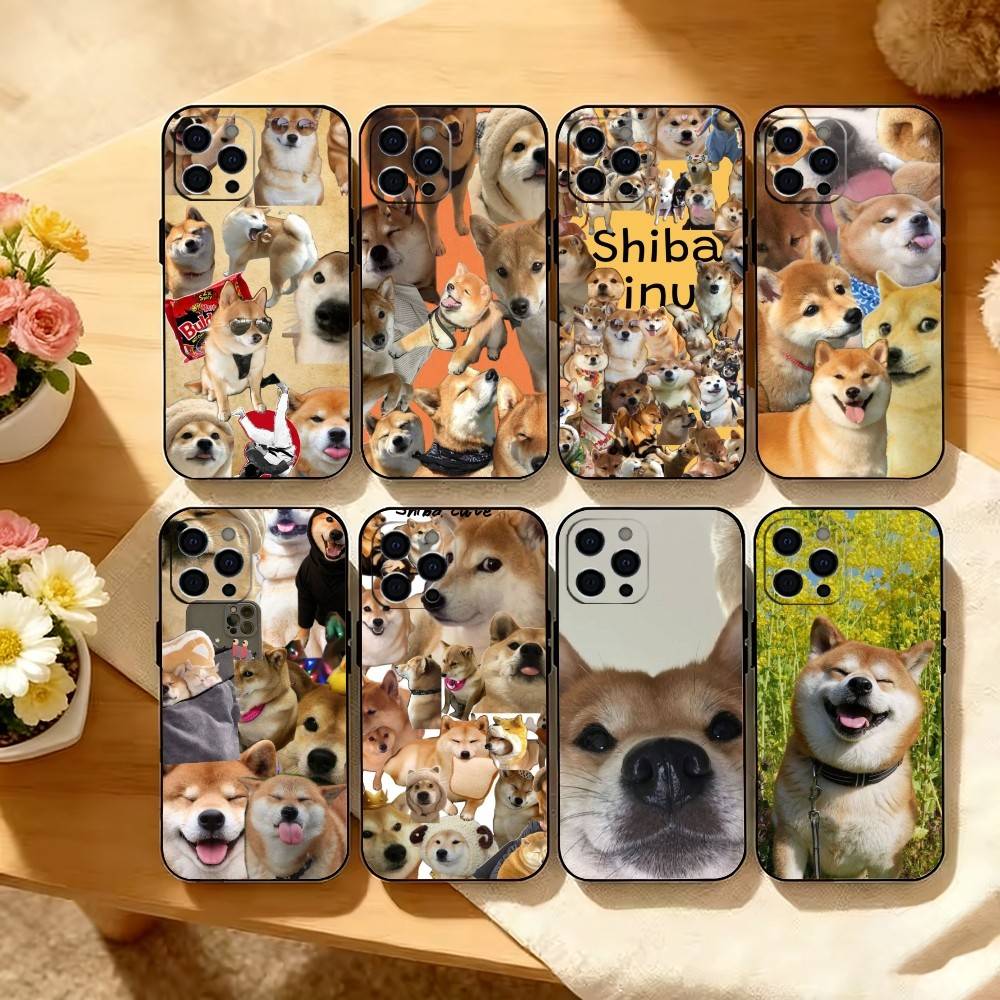Чехол для телефона Shiba Inu для iPhone 17, 16, 15, 14, 13, 12, 11 Plus, Pro Max, Другие Мягкий Черный Чехол