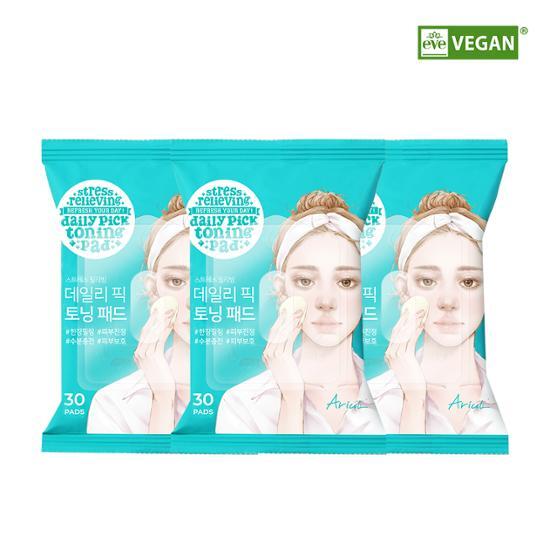 Arial Stress Relieving Daily Pick Toning Pad Special (30 листов x 3 шт.)