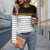 Women Autumn Tops Black Lines Print Causal Long Sleeve T-shirt Top Blouse