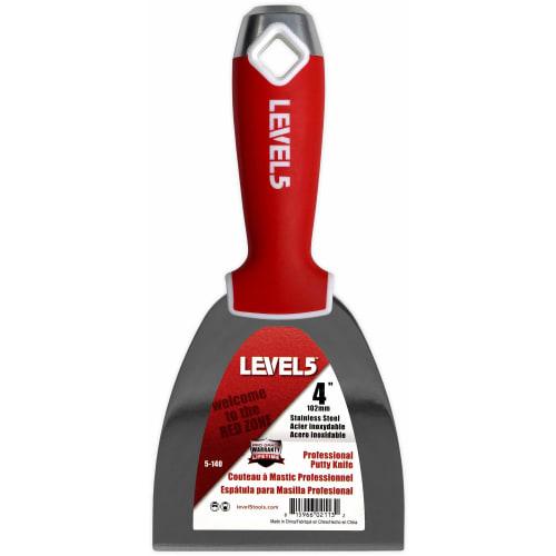 LEVEL5 Soft Grip Stainless Steel Drywall Joint Knife/Spatula, Professional Comfort Finishing Tool with Metal Hammer Head for Sheetrock, Ziploc, Gypsum