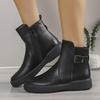 Women's Retro Round Toe Side Zipper Martin Boots - Short Tube, Thick Sole, Flat Bottom, British Style, Plus Size Available.