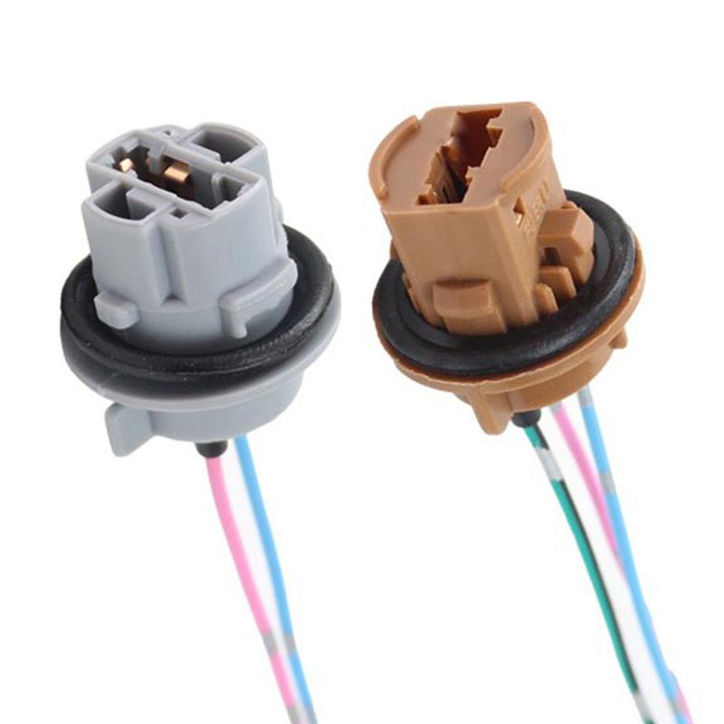 2Pcs Plastic T20 7443 W21/5W 7440 W21W Socket Adapter Base Female Plug Connect Wiring Suitable For Car Brake Light Reverse Lamp
