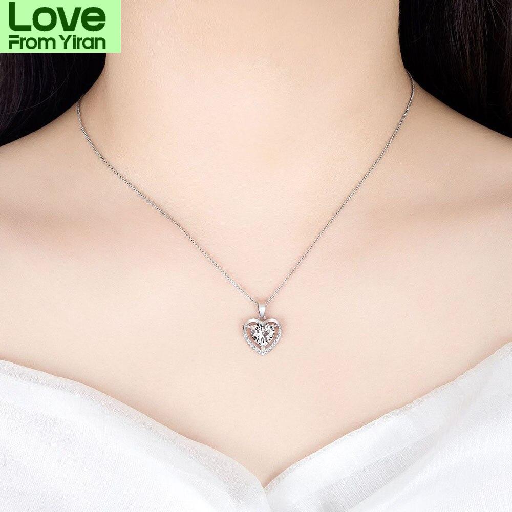Новое женское ожерелье из стерлингового серебра 925 пробы, модная подвеска в форме вечного сердца, высококачественная цепочка с цирконием для ключицы, длина 45 см