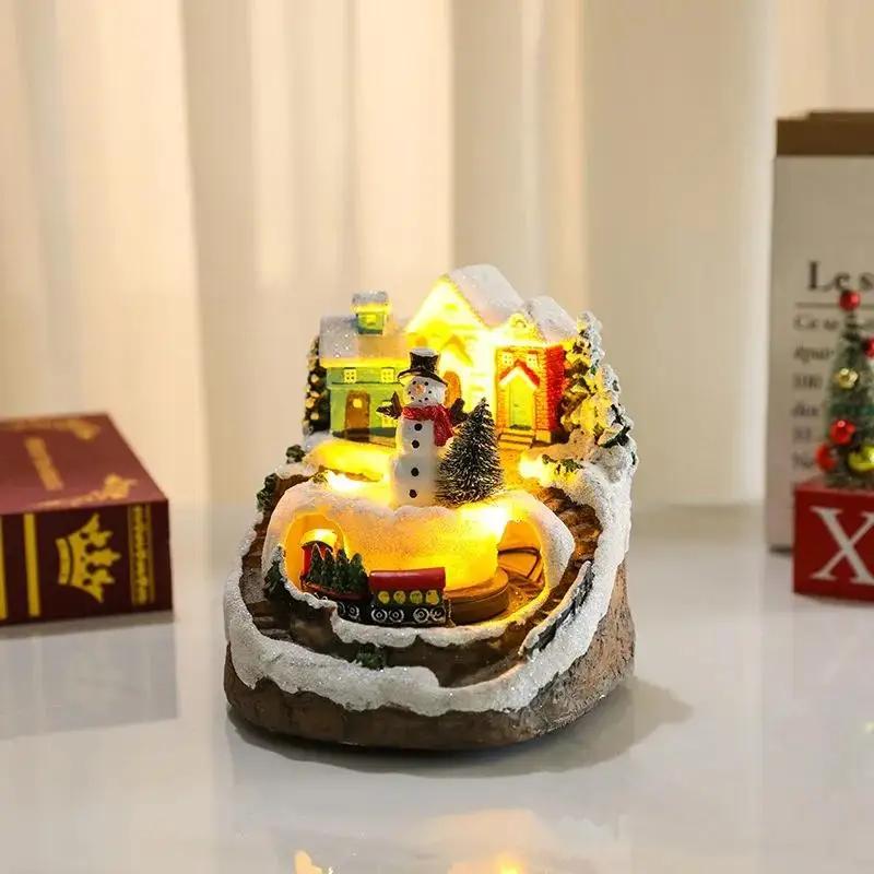 Assorted Christmas Rotating Light-Up Musical Resin Music Box Ornaments Christmas Present