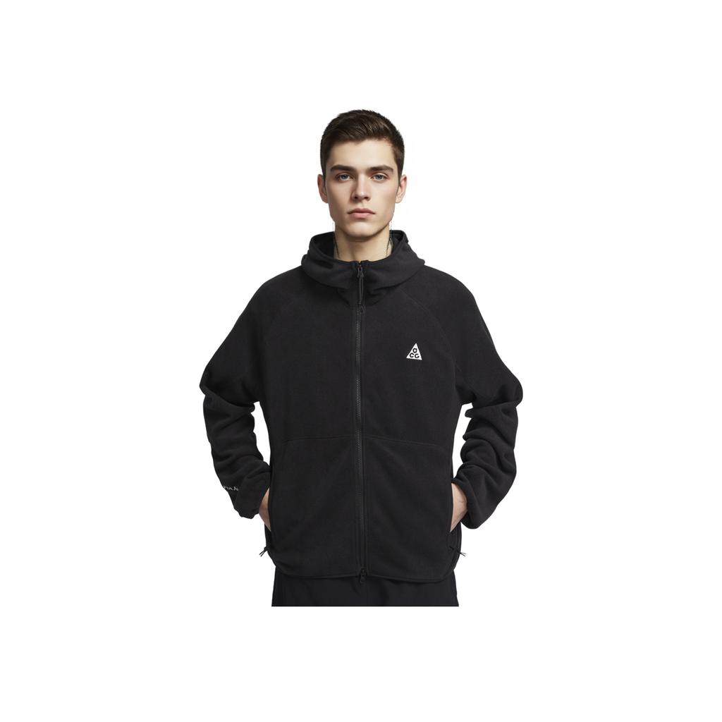 Nike ACG Wolf Tree Повседневная минималистская теплая флисовая куртка с капюшоном Мужские куртки Черный Угольно-Черный Горно-Белый HJ2461-010