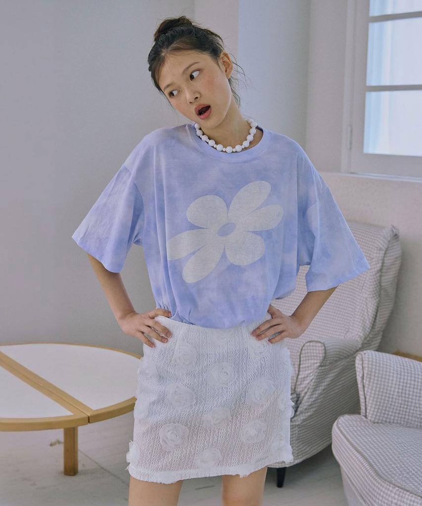 Jun Jun Space Flower Appliqué Mini Skirt_White