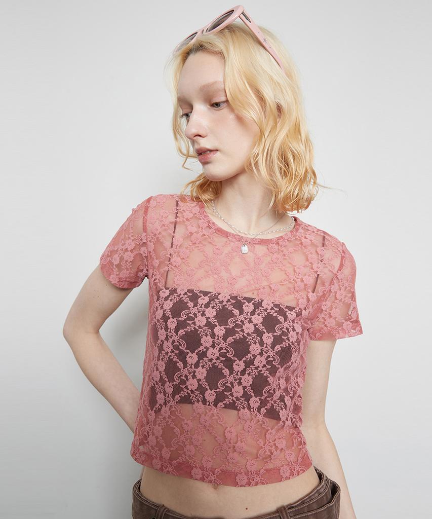 LARTIGENT L3 Lace T-Shirt(Pink)