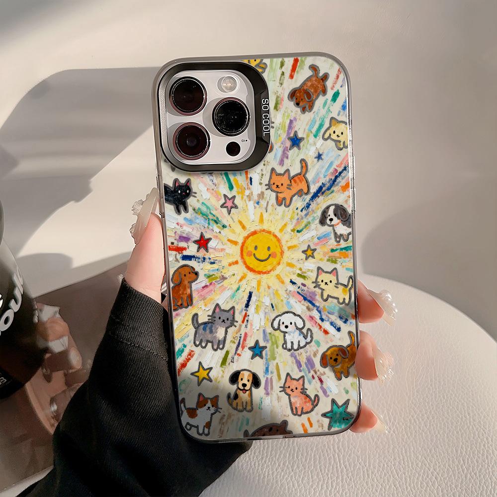 Чехол для телефона с мультяшным котом в стиле граффити для Samsung S26 Ultra S25 S24 A17 A07 A56 5G A55 A36 A54 A33 A16 A06 A25 A34 A15 Покрытие с гальваническим покрытием