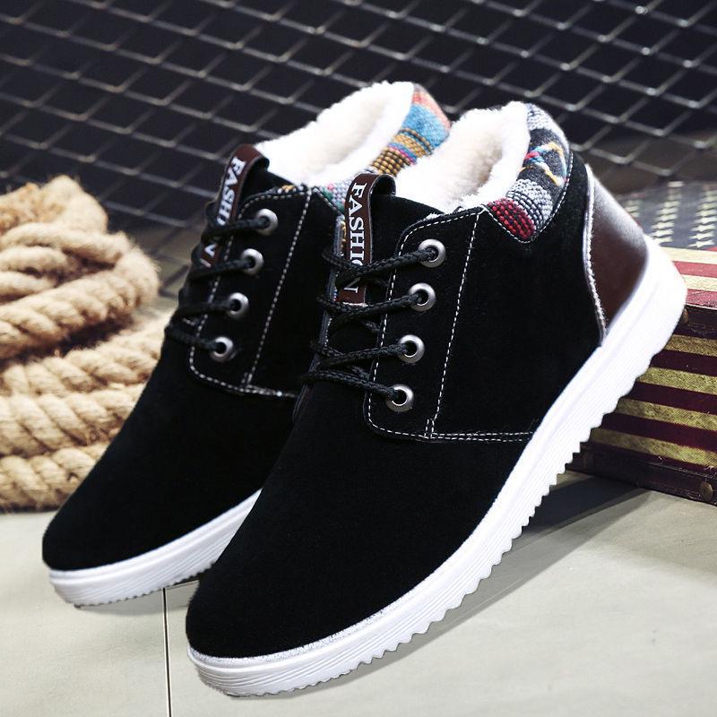 Men Winter Warm Boots Casual Shoes Men Fashion Plush Snow Boots Ankle Boots Fur Leather Footwear 2019