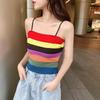 Цветной полосатый маленький камзол женская летняя верхняя одежда жилет американский тренд короткий трикотажный женский топ
