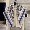 NINA SOLOR Elegant Blue Twill Silk Scarf
