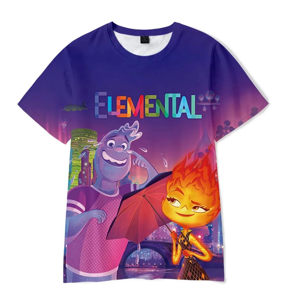 Футболка аниме Elemental для детей, рубашки с коротким рукавом для взрослых, симпатичная футболка для мальчиков и девочек, верхняя одежда