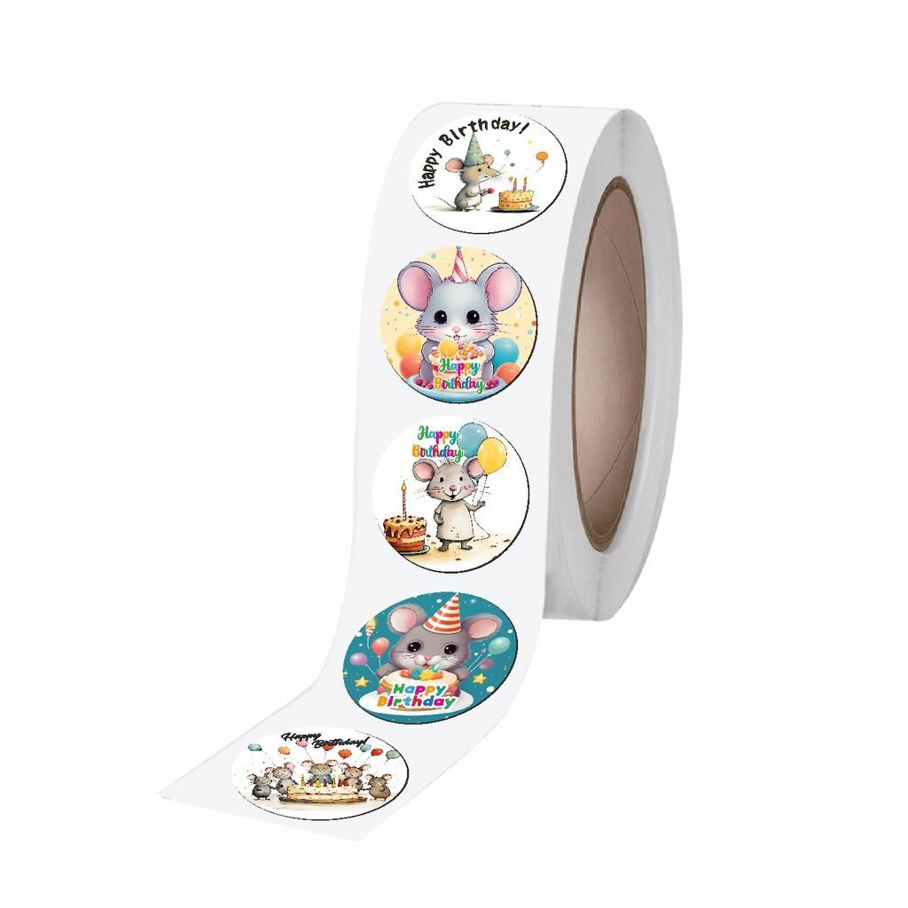 New Style, Cartoon Mouse, Birthday Party Decoration, Roll Stickers, Gift Packaging, Sealing Stickers, 12 Pattern Designs