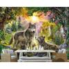 Фотообои 3d Солнечный Зеленый Лес Животный Фон Настенная Роспись