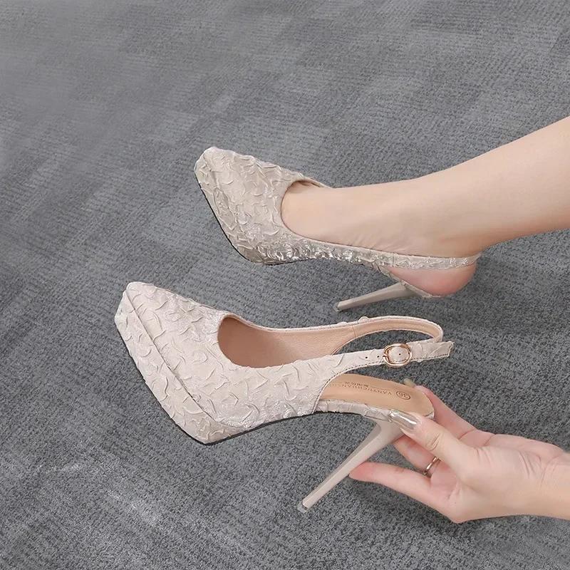 Женские босоножки на платформе Baotou, блочные туфли на высоком каблуке, сплошные туфли, сексуальные вечерние туфли на шпильке, женские туфли Sandalias De Mujer 2024