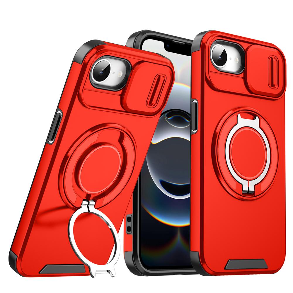 KEYSION Чехол для телефона со вращающимся на 360° кольцом-подставкой для iPhone 17e 16e Защита выдвижной камеры Магнитная противоударная крышка для iPhone 17e