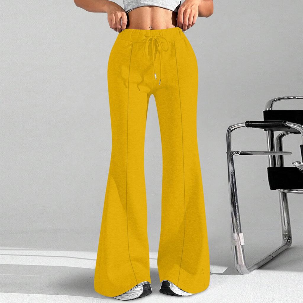 Женские модные свободные брюки-карго с завязками на талии, однотонные, расклешенные